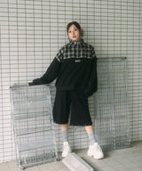 UNISEX 2WAYチェックロゴスウェットパンツ