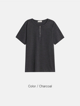 [S/S] ジッパーヘンリー ネック ハーフ ニット(4color)