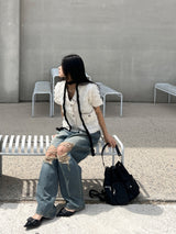 [OOTJ ITEM] ルステッドウィークデストロイドワイドルーズフィットロングデニムパンツ (Denim)