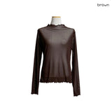 (5color) Sheer Wave Half-Neck Mesh Tee