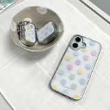 [MADE][Glossy Glass Silver Bumper Case] パステルドット