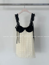 coloring flower embroidered mini dress
