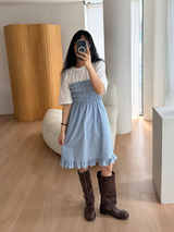 side button smocking skirt & dress 