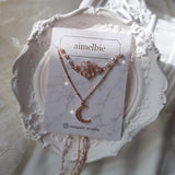 Art Nouveau Moon Necklace - Rosegold Color