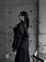 loose fit basic leather jacket
