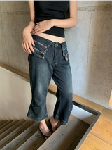Zipper cuff waist bootcut capri pants