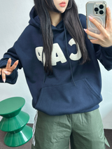 フリース🔥ハットプリンティングレタリングタトゥーパッチビッグフーディー 💙🩶🤎3COLOR