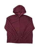 リンクルオーバーサイズチェックフードシャツ (2 Colors)