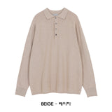 LMN Dot Raglan Button Collar Knitwear (5 colors)
