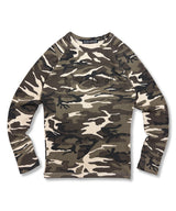 Raglan Camo Waffle Long Sleeve_Brown