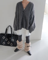 Mohair wool knitwear oversized-fit cardigan
