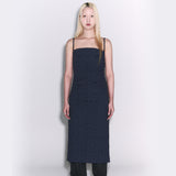 jacquard bustier dress  [navy]