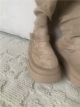 Dion Suede Buckle Long Boots (beige)
