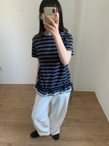 ピンレースクルーネックTシャツ (3color)