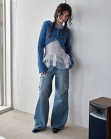 CROPPED HOODIE CARDIGAN - BLUE