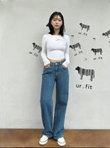 ミディアムブルークラシックデニムパンツ code 18308