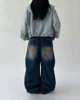Catwashing Side Finch String Banding Wide Denim Pants