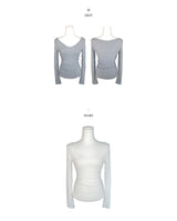 Deep V-Neck Ribbed Knit (4colors)