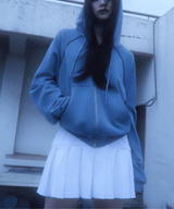 waffle hood zip-up