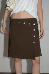 Button String Midi Skirt (Brown)