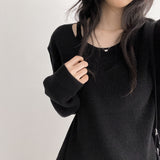 Puppy Layered Sleeveless Double V-Neck Knit (5 colors)