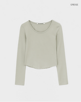 [B-BASIC] ベーシックコットンモーダルUネック長袖Tシャツ (2 SIZE)