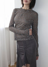 FLOWER LACE SLEEVE TEE (3color)