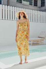 Sheer Flower Long Dress (YELLOW)