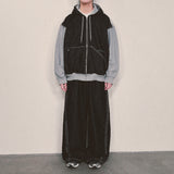 layered deconstructed denim pants_black