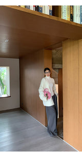 Check Detail Wide Slacks Pants