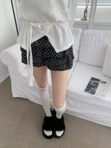 ドティナラッフルドットミニパンツスカート (Black)