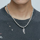 feather & antique silver beads necklace