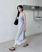 Pulse satin layered shirring one-piece