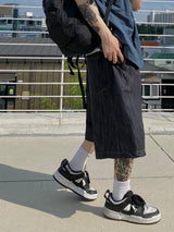 Curved Denim Half Pants