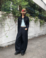 DiBi スタッズ付きチノポケットバルーンフィットワイドデニムロングパンツ