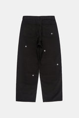 Snow embroidery wide cotton pants