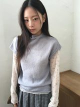 Zaina Tencel U-Neck See-through Flower Layered Long Sleeve Tee
