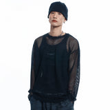 Cut Off Net Knit - BLACK