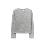 SIDE BUTTON POINT KNIT CARDIGAN (MELANGE GRAY)