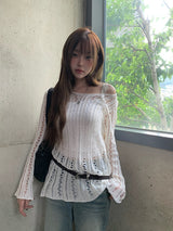 レーシーブーツカットワイドヴィンテージウォッシングデニムパンツ