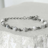 ss-Nature beads+ chain bracelet_white