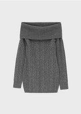 [MADE] Air wool off-shoulder cable knit dress (Wool 80%)