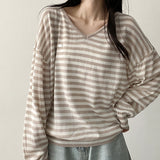 Pendant Daily Stripe Fluffy Fit V-Neck Knit