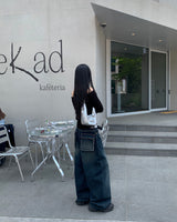 Back pocket mega denim pants