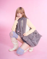 Fluffy hood muffler (gray)
