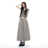 Low-Rise Denim Maxi Skirt
