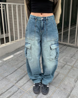 (Unisex) カーゴデニムパンツ