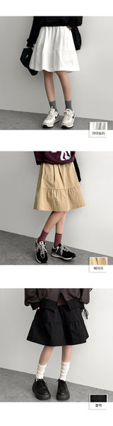 A-Sean Pintuck Slit Flared Skirt