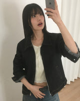 ボケットデニムステッチ2WAYジップアップジャケット