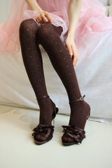 mini heart line tights (brown)